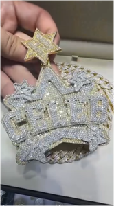 Pendentif personnalisé de luxe en or plaqué 18 carats, style hip-hop, avec moissanite VVS, bijoux en argent sterling 925, pendentif avec nom personnalisé - Product Image 5