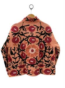 Blazer Floral Bordado para Mujer, Cuello Mandarín, Manga Larga, Algodón, Frente Abierto, Chaqueta de Otoño, Patrón de Bordado a Mano - Product Image 2