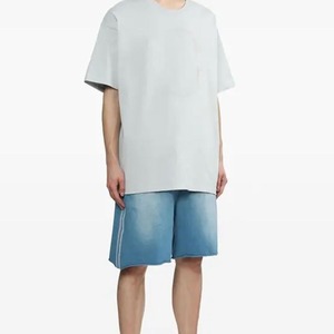 Shorts en jean délavé pour homme, taille mi-haute, coupe droite, décontracté, été, en coton, tissu respirant - Product Image 6