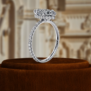 Anillo de Diamante Cultivado en Laboratorio con Certificación IGI, Corte Marquesa, 1 Quilate, Oro Sólido de 14k, Anillo de Compromiso con Halo Oculto - Product Image 3