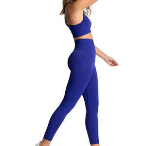 Conjunto de Yoga para Mujer de la Mejor Calidad, Textura Sólida, Hecho a Medida, Spandex/Poliéster Resistente, Transpirable, Antibacterial, 2 Piezas - Product Image 4