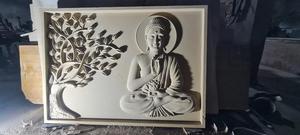 Relief mural 3D en pierre naturelle sculpté CNC, visage de Bouddha au design traditionnel, finition polie, pour décoration intérieure et extérieure, salon. - Product Image 4