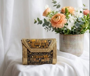 Indian Handicraft <b>Silver</b>-Plated Rectangle Metal Handmade <b>Clutch</b> Mosaic Design Women's Valentine's/Mother's Day/Thanksgiving - Product Image 2