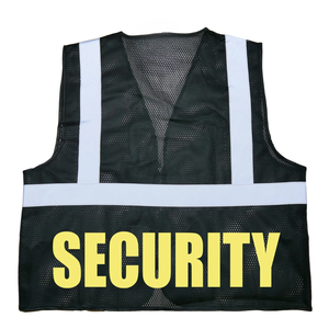 Gilet de sécurité noir réfléchissant en polyester unisexe toutes saisons, uniforme de garde, vêtements de travail - Product Image 2