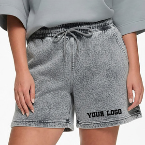 Pantalones Cortos de Mujer de Cintura Alta Transpirables con Efecto Desgastado y Cordón Ajustable, Ajuste Regular Casual con Logotipo Estampado en la Pierna Derecha, Tendencia Top 2026 - Product Image 1