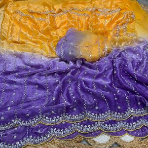 Exclusive Designer Look Fandy Satin Silk <b>Saree</b> with Elegant <b>Blouse</b> Stylish Fancy Latest Indian Modest Party Wear Women <b>Saree</b> - Product Image 1