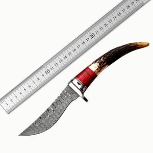 Couteau de chasse et de survie artisanal en acier Damas, manche en corne de cerf, pour l'extérieur, OEM, 56HRC, pointe tombante, ultra-affûté comme un rasoir - Product Image 4