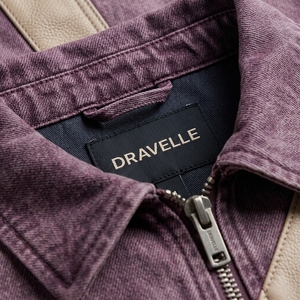 Veste en cuir patchwork toile délavée violette personnalisée pour homme, style vintage haut de gamme, streetwear, manteau de motard, vêtement d'extérieur, fabricants OEM - Product Image 6