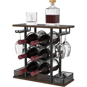 Porte-vin en bois de Jatoba - Porte-bouteilles rustique pour 6 bouteilles - Vente en gros - Product Image 5