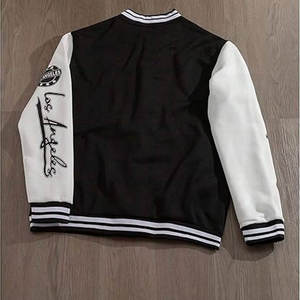 Chaqueta Varsity para hombre, con bloques de color, estampado gráfico de letras, manga larga, informal, estilo béisbol, retro, universitaria, con botones, estilo urbano - Product Image 3