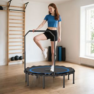 Mini trampolino pieghevole blu da 48 pollici con maniglia regolabile, rimbalzante per adulti, per uso interno ed esterno, per palestra domestica - Product Image 2