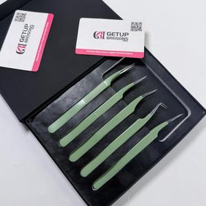 Juego de Pinzas para Pestañas GETUP BROSONS IMPEX de Acero Inoxidable de Precisión, Nuevas, con Punta Lisa de 10 mm, Antiestáticas, para Aislamiento/Curvas/90°/Boot - Product Image 1