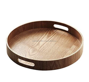 Plateaux de service décoratifs élégants en bois, plateau de petit-déjeuner multifonctionnel en bois, plateau de service en bois d'acacia - Product Image 1