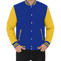 En stock, veste varsity à col montant pour homme, manches en laine/viscose, sur mesure, séchage rapide, veste décontractée d'hiver