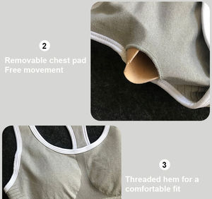 Ensemble de yoga bleu pour femme : Soutien-gorge de sport dos nageur et leggings taille haute, tenue d'entraînement deux pièces avec bordure contrastante et devant extensible sans couture - Product Image 6