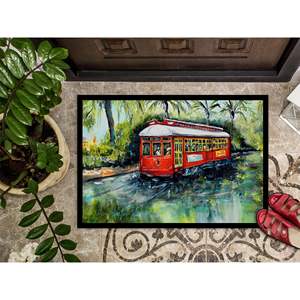 Nouveau paillasson de voiture de petite rue rouge antidérapant lavable à poils bas 18H X 27W tapis d'entrée intérieur et extérieur - Product Image 3