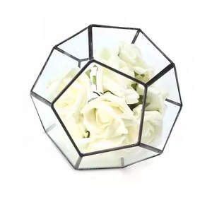 Exclusive Living Metal Terrarium Glass Planter Elegant Indoor Plant Holder Geometric Home Decor - Product Image 1