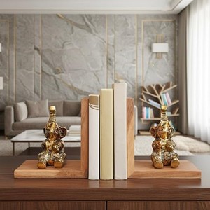 Paire d'entretoises à livres en bois de Sheesham sculptées à la main en forme d'éléphant - Vente en gros depuis l'Inde - Product Image 3