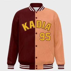 Vintage Spring Streetwear Bomber Jacket Customized Design Loose Fit with Stand Collar and Covered <b>Buttons</b> Men's Varsity Jackets - Product Image 2