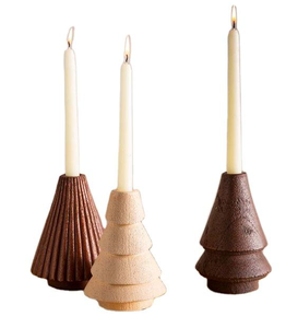 Décoration de Noël, porte-bougie en bois de manguier avec forme personnalisée, porte-bougie décoratif pour table, poli - Product Image 3