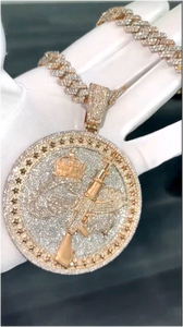 Conjuntos de Joyería Hip Hop Personalizados, Collar con Inicial de Letra Redonda de Moissanita, Plata de Ley 925 para Accesorios de Boda - Product Image 3