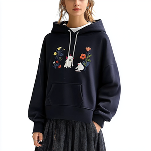 Sudadera con Capucha para Mujer, Estilo Nuevo, Ligera, 100% Algodón, Casual, Manga Larga, con Cordón Ajustable, Gráfico Bordado en la Parte Delantera y Bolsillo Tipo Canguro - Product Image 2