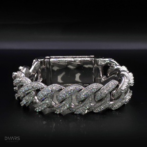 Bracelet Miami Cuban Chain Link personnalisé en Moissanite VVS, serti de diamants, en or blanc, bijoux Hip Hop pour hommes et femmes - Product Image 1