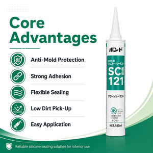Sellador de <span class=keywords><strong>Silicona</strong></span> Blanco Konishi Bond SC121 180ml, Adhesivo Impermeable y <span class=keywords><strong>Antimoho</strong></span> para Cocina, Construcción y Carpintería - Product Image 4