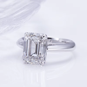 Anillo de Compromiso con Diamante Corte Asscher para Mujer, Plata 925 con Baño de Rodio, Engaste de Garras, Estilo Geométrico Clásico - Product Image 4