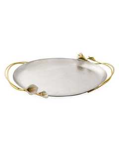 Bandeja Decorativa de Metal con Forma de Olivo, con Aceitunas Negras, Rama Dorada y Base Plateada, Diseño Mediterráneo Hecho a Mano - Product Image 2