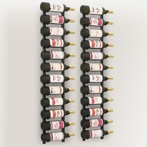 Porte-vin mural en fer noir pour 12 bouteilles, lot de 2 pièces - Product Image 4