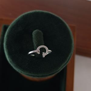 Anillo Abierto de Plata de Ley 925 con Herradura y Circonita Cúbica, Bonito, Minimalista, Ajustable, para Mujer, Regalo de Boda, Promesa, Fiesta, Fino - Product Image 1