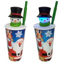Vaso de Plástico Ecológico de 660 ml, Libre de BPA, con Diseño de Dibujos Animados en 3D, para Lavado a Mano, Regalo para Niños en Fiestas Navideñas de Santa Claus
