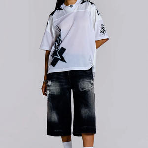 เสื้อฟุตบอลอเมริกันตาข่ายสีขาวแบบยูนิเซ็กซ์ ลดราคาพิเศษ ตกแต่งลายดาวแบบแอพพลิเคชั่น ทรงโอเวอร์ไซส์ รับผลิตตามแบบทีมฟุตบอล บริการ OEM - Product Image 2