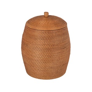 Round Rattan <b>Basket</b> <b>with</b> a rounded center and <b>lid</b> Handmade Storage <b>Basket</b> Wholesale eco-friendly Made in Viet Nam - Product Image 1