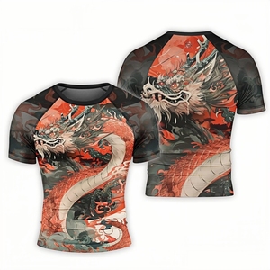 Camiseta de Manga Larga para Hombre, Protección UV, Color Negro y Azul, Estampado Tribal de Dragón por Sublimación, Secado Rápido, Antibacteriana, Transpirable, para Natación, Surf y Buceo - Product Image 3
