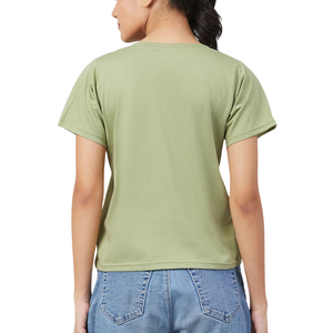 Camiseta de Algodón con Logotipo Personalizado para Mujer, Camiseta Corta Informal de Manga Corta con Estampado Gráfico y Eslogan, Venta al Por Mayor OEM - Product Image 6