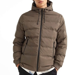 Blouson matelassé à capuche pour homme, coupe-vent, fermeture éclair, manteau d'hiver décontracté, couleur unie, rembourrage polyester, coupe régulière 2026 - Product Image 1