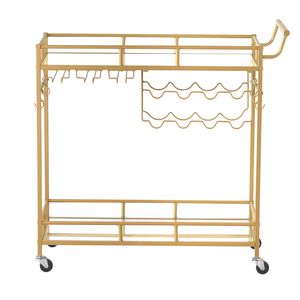 Carrito de Bar Rodante Moderno de 2 Niveles con Estantes Espejados, Estación de Servicio para Cocina, Carrito para Bebidas - Product Image 1