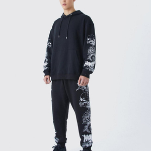 Men's Navy Blue <b>White</b> Solid Winter Fleece Eco-Friendly Hooded Full Sleeve Zipper Regular Breathable Streetwear <b>Joggers</b> Side - Product Image 1