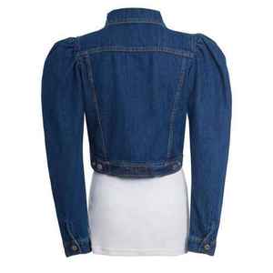 High Quality Washed Breathable Windproof Zip Closure <b>Cropped</b> <b>Denim</b> <b>Jacket</b> Ladies Casual Style Button Decoration Eco-Friendly - Product Image 5