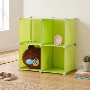 Green Cube <b>Storage</b> Organizer 2 Layer PP <b>Stackable</b> Shelving Unit for Home Sundries Modern Design - Product Image 1