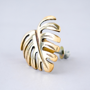 Handmade Golden Brass Monstera Leaf Cabinet Knob Dresser Cabinet <b>Door</b> <b>Handles</b> Cupboard <b>Pulls</b> India - Product Image 1