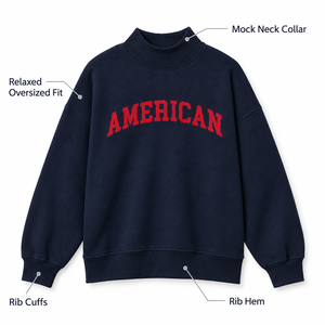 Sudadera con cuello alto y estampado de letras americanas para mujer, de manga larga, de algodón tejido, para uso casual de otoño, venta al por mayor, marca privada - Product Image 4