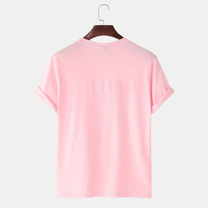 เสื้อยืดผู้ชายผ้าฝ้ายแท้ 100% น้ำหนักเบา สีชมพู ทรงเข้ารูป พิมพ์ลายกราฟิก สำหรับออกกำลังกาย แฟชั่นเสื้อผ้าเปล่าๆ สำหรับยิม - Product Image 2