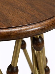 Midcentury Modern Indonesian Solid Wood Coffee <b>Table</b> with <b>Brass</b> <b>Legs</b> Wooden Knobs Antique Style Living Room Furniture Handmade - Product Image 2