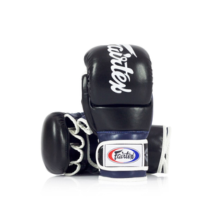 ถุงมือ MMA สีดำและสีน้ำเงิน ถุงมือชกมวยแบบสั่งทำพิเศษ ยี่ห้อ Fairtex ของแท้ ถุงมือหนังสำหรับ MMA และ Grappling สำหรับผู้ใหญ่ - Product Image 2