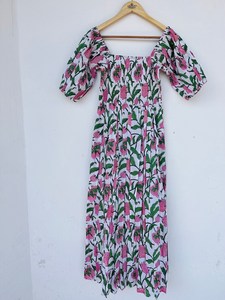 Bohème rayonne imprimé Maxi robe femmes attrayant col en v manches longues tissé bouton plage vacances décontracté sortie Midi longueur - Product Image 5