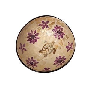 Bol en noix de coco personnalisé en nacre de palmier et de poisson, bol de service en coquille de noix de coco bio avec mosaïque artisanale unique en coquillages marins - Product Image 2