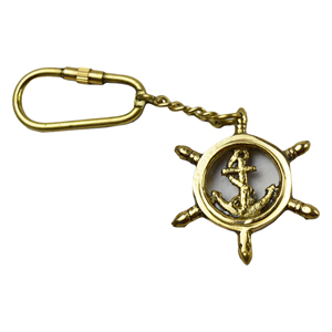 Porte-clés en laiton de qualité supérieure, design élégant, finition polie brillante, porte-clés en forme de roue - Product Image 1